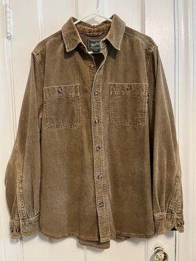 Woolrich Men's Hemlock Cord Corduroy Shirt II Peat Brown Large EUC